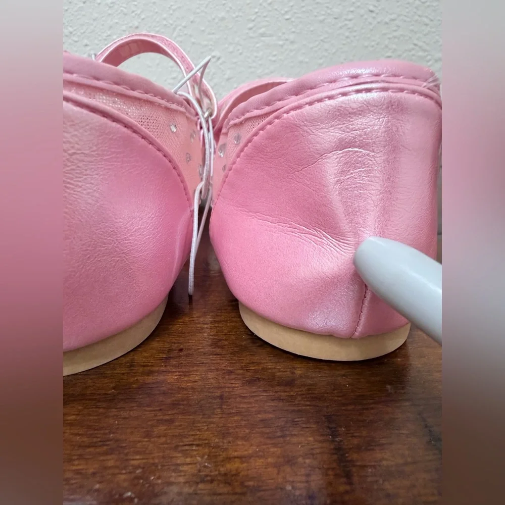 Sugar Flats Shoes Big Girl Size 4M – Pink with Sparkly Rhinestones & Bow